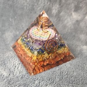 Multicolor Orgonite Pyramid 2" Sculpture